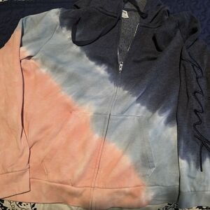 PINK VICTORIA SECRET-Tie-Dye Zip-Up Hoodie